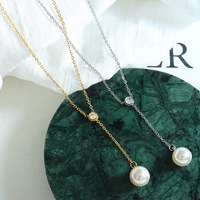 Drame coréen avec la douce dame minorité frange perle Zircon pendentif minorité Ins vent collier titane acier