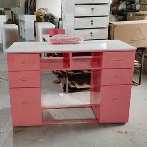 Foshan mobili in acrilico doppio rosa asciugacapelli Manicure tavolo sedia cassetto multiplo con poggiapiedi e ventaglio - Product Image 3