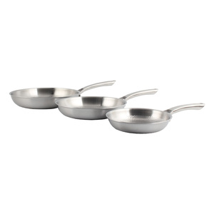 Poêle à frire haut de gamme en acier inoxydable martelé, triple épaisseur, de qualité alimentaire, avec poignée creuse - Product Image 4