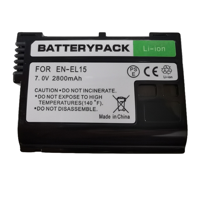 2800mAh EN-EL15C EN-EL15 Battery for Nikon Z5, Z6, Z6 II, Z7, Z7II D7000 D7100 D7200, D850 D750 D7500 D810 D500 D800