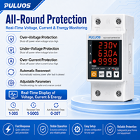 Relais de protection intelligent contre les surtensions et les surintensités Puluos KES1-63P 63A, dispositif de protection de puissance réglable pour usage domestique et commercial