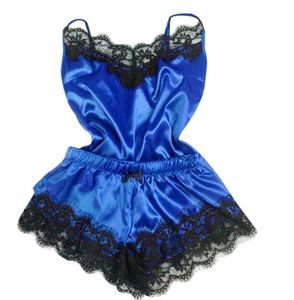 <span class=keywords><strong>Pigiama</strong></span> da <span class=keywords><strong>donna</strong></span> Sexy Set di raso in pizzo <span class=keywords><strong>nero</strong></span> con scollo a V senza maniche Set di biancheria intima - Product Image 6