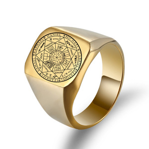 I sette arcangeli anelli di protezione amuleto sigillo Solomon Kabbalah <span class=keywords><strong>anello</strong></span> uomo donne <span class=keywords><strong>anello</strong></span> in acciaio inox lucido - Product Image 5