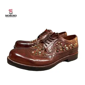 Goodyear Handmade Workwear Shoes Retro Leather Shoes Water Washed Rivet Horse Leather Men'S Shoes
