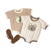 Combinaison pour bébé Yifan, imprimé animal mignon, tricot en coton 140g, été, manches courtes, fermeture à boutons, unisexe, nouveau-nés, 3-6 mois, 6-9 mois