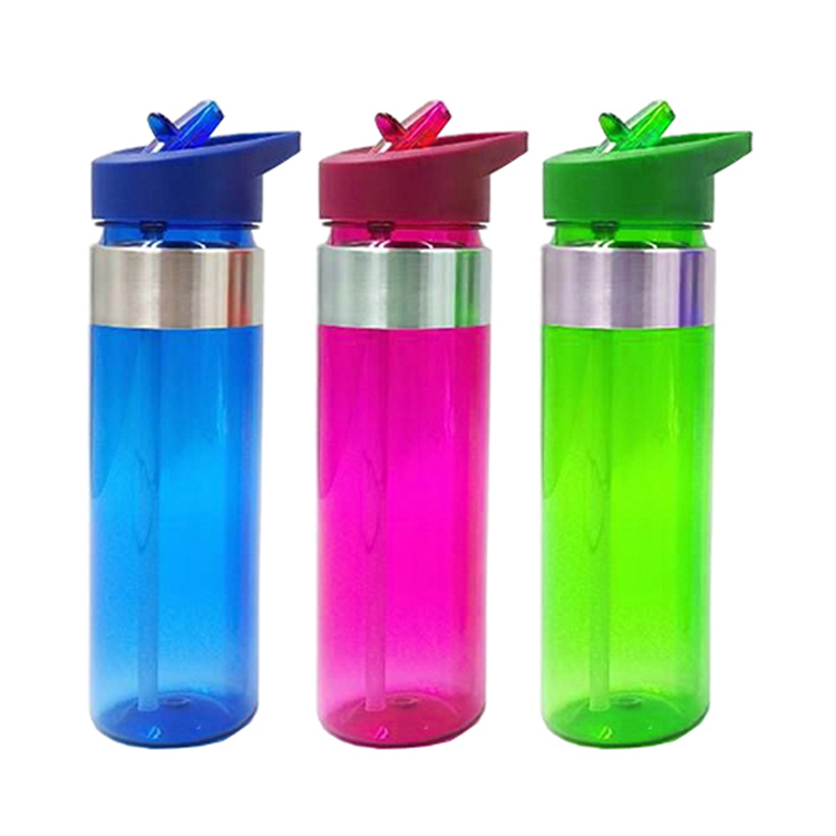 Многоразовые пластиковые бутылки для воды с логотипом на заказ, для спортзала, велосипеда, спорта, Высококачественная Экологически чистая бутылка для питья без бисфенола А с металлическим кольцом