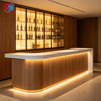 Comptoir de bar à café LED en bois, meuble bar à vin, comptoir de service