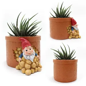 Garden Gnome Mini Flower Pot Custom Yard Collection Resin Planters for Indoor Plants Flower Pots Garden Flower Pot