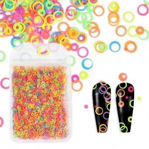 Lentejuelas Circulares Huecas de Neón de 4 mm en Colores Mezclados, Brillantes y Fluorescentes para Decoración de <span class=keywords><strong>Uñas</strong></span>, Encanto Veraniego, Manualidades - Product Image 6