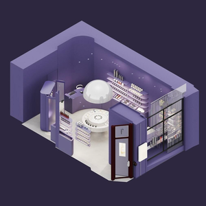 Kiosco de perfume púrpura moderno M & S, diseño romántico de lujo para escaparate de centro comercial, pantalla de isla de luz LED para productos de belleza - Product Image 1