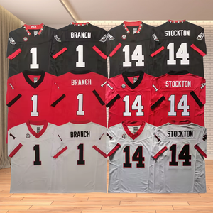 Maillot de football de Géorgie # 1 Branche # 14 Uniformes NCAA à manches courtes pour hommes, cousus, en polyester, modèle Guard, Stockton - Product Image 1