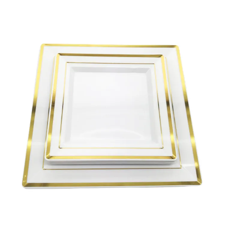 Hot-selling Plastic Square Plate Latest Fashion Square Plates Sets Dinnerware Plastic Dinner Plates for Wedding Square