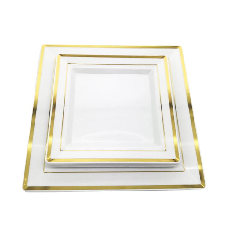 Hot-selling Plastic Square Plate Latest Fashion Square Plates Sets Dinnerware Plastic Dinner Plates for Wedding Square