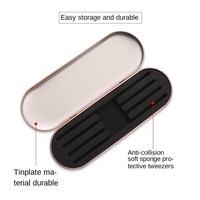 Boîte de rangement pour pince à épiler pour extension de cils en gros-Étui élégant pour pince à épiler en fer blanc pour outils à cils (stock prêt)
