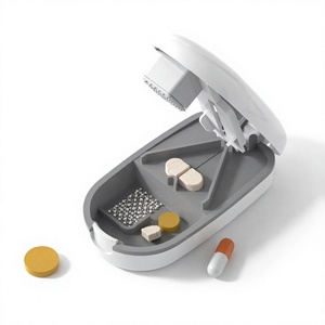 New ABS <b>Plastic</b> Universal Pill Cutter & <b>Divider</b> Box Pill Storage Portable Moisture-proof 1-2 Splitter 2 Color Model HL0189 - Product Image 4