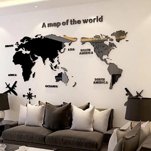 Manufacture Hot Sale Custom Modern Washable for Polished <b>Wall</b> Mounted Acrylic 3D <b>World</b> <b>Map</b> Murals Stickers Easy Assembly - Product Image 1