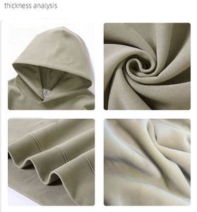 H5405 Wholesale Custom 380 GSM Cotton Blends <b>Drop</b> Shoulder Blank Hoodies Oversized Plain Men's Hoodies - Product Image 6