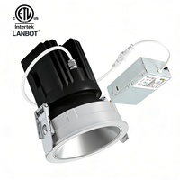Plafonnier LED encastré ETL IP65 à encastrage profond de 2 pouces, dimmable TUYA, COB sans boîtier, 5CCT avec kit de driver d'urgence