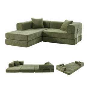 โซฟาเข้ามุมรูปตัวแอล คุณภาพสูง ดีไซน์กำมะหยี่นุ่มฟู บรรจุภัณฑ์แบบสุญญากาศ สะดวกสบาย ชุดเฟอร์นิเจอร์ห้องนั่งเล่น ขายส่ง - Product Image 1