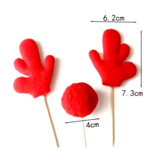 Decorazione Natalizia <span class=keywords><strong>per</strong></span> Torte, Cappello di Lana con Corna di Renna in Peluche e Naso Rosso, Design Moderno <span class=keywords><strong>per</strong></span> Bambini - Product Image 5