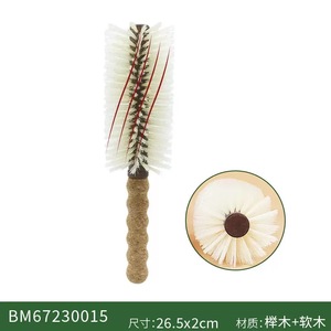 Wholesale Compact Anti-Static Wooden <strong>Round</strong> <strong>Brush</strong> for Curly Hair New Cork Nylon &amp; Boar Bristle Custom Hair Comb - Product Image 2