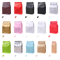 100g 250g 500g 1kg Stock biodégradable fond plat papier Kraft brun sacs à café en aluminium avec Valve et Ziplock