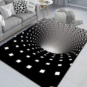 80x120 cm Schwarz-Weiß-Stereo-Vision Rund teppich Wohnzimmer Couch tisch Sofa decke 3D-Teppich