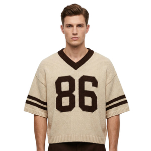 Suéter <span class=keywords><strong>Jersey</strong></span> Corto de Diseño para Hombre, de Algodón y Acrílico de Alta Calidad, con Logotipo Personalizado OEM de XUFEI - Product Image 1