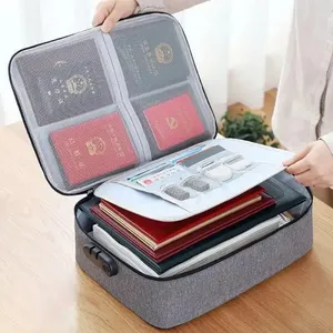 2 Layers Large Capacity Credentials Files Organizer Case Storage Bag With Lock