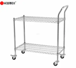 Carrinho industrial de 3 camadas para carrinho de metal, rack de armazenamento resistente removível, cromo, fio