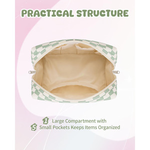 Organizzatore di borsa cosmetica da viaggio per trucco a scacchi personalizzati in fabbrica borse per il trucco da toilette scomparti per donne <span class=keywords><strong>ragazze</strong></span> - Product Image 2