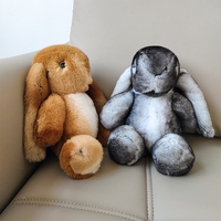 Peluche en fourrure de lapin naturelle - Lapin réaliste en peluche, poupée animale douce, cadeau de luxe pour enfants
