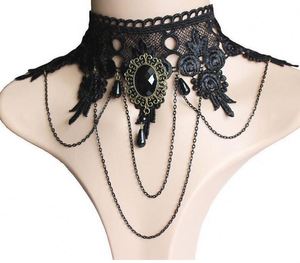 Creative Punk Style Cross Lace Necklace Dark Retro Niche Link Chain <b>Choker</b> Alloy Pearl Trendy Lolita Clavicle Neck Strap - Product Image 6