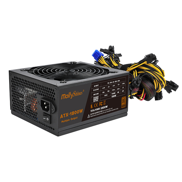 1800W PSU PC Power Supply Computer Switching 8 GPU ATX PSU 12v 8 Pin Power Supply