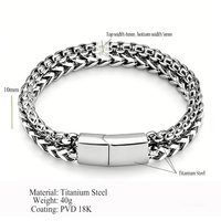 Bracelet en acier titane tressé carré double face avec fermoir magnétique pour homme, style punk, résistant au ternissement