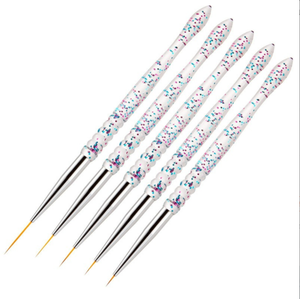 Lot de 5 pinceaux à ongles en acrylique avec manche, 7mm, 9mm, 11mm, 15mm, 20mm, pour liner fin et peinture sur ongles, pinceaux de manucure professionnels pour salon - Product Image 1