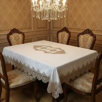 Nappe élégante en dentelle vintage, broderie florale complexe, imperméable, personnalisable, pour réception de mariage, banquet