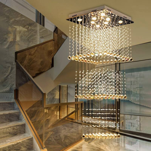 Luminaire suspendu moderne en cristal avec pompon, luminaire <span class=keywords><strong>de</strong></span> plafond carré, adapté au design personnalisé <span class=keywords><strong>de</strong></span> villas, escaliers, hôtels - Product Image 3