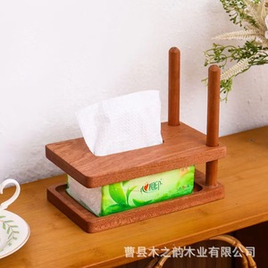 Wooden Tissue Box Holder Natural Color 20x12x17.5cm Square Modern Design Free <b>Standing</b> For Living Room Bedroom Bathroom - Product Image 4