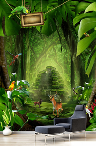 New Phong Cách Tưởng Tượng Rừng In Wonderland Màu Nâu Vàng Rừng Dệt 3D Hình Nền - Product Image 5