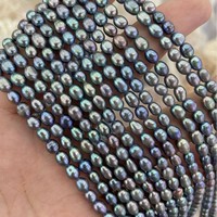 Perles d'eau douce naturelles noires ovales 4-5 mm en vrac pour la fabrication de colliers DIY