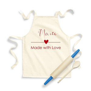 Grembiule da cucina per bambini personalizzabile "Made with Love" con nome - Product Image 1