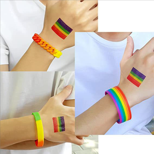 สายรัดข้อมือซิลิโคนสีรุ้ง 6 ชิ้น แบบปรับแต่งได้ สายรัดข้อมือสีรุ้งแบบกำหนดเอง - Product Image 6