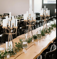 Candélabre en métal doré à 8+4+1 bras, porte-bougies de sol, centres de table de mariage, décoration intérieure, chandeliers pour mariage