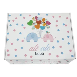 Kotak hadiah baru lahir dengan sisipan atau rafia untuk produk mainan bayi kotak kemasan bundel mandi jenis kelamin bayi kotak sepatu pakaian netral