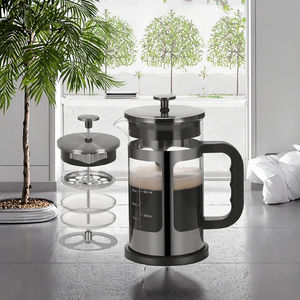 Cafetière à piston en verre borosilicate à paroi simple avec poignée, grande capacité, en acier inoxydable pour usage en cuisine, vente en gros d'usine - Product Image 2