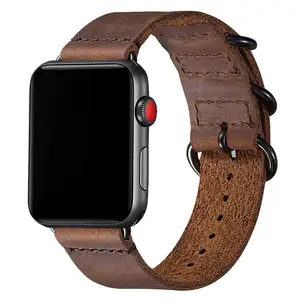 Custom Vintage Leather Bands for Apple Watch band 41mm 40mm 45mm 44mm 8 ultra Genuine Leather Retro Strap men