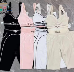 Conjunto de Yoga de 2 Piezas <span class=keywords><strong>para</strong></span> Mujer, Leggings de Alta Calidad con Cintura Elástica Acanalada, Sin Costuras, con Logotipo, Diseño Personalizado 2026 - Product Image 6