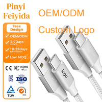 Câble de données USB Type-C à charge rapide, durable, en alliage d'aluminium, avec gaine en nylon tressé, logo personnalisé OEM, 1M 2M, pour ordinateur et téléphone
