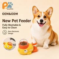 Distributeur automatique de nourriture pour animaux de compagnie SmartPets en forme de canard avec base en plastique, jouet interactif pour l'alimentation des chats d'intérieur